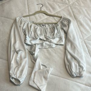 Silky babydoll crop top w/ tie back